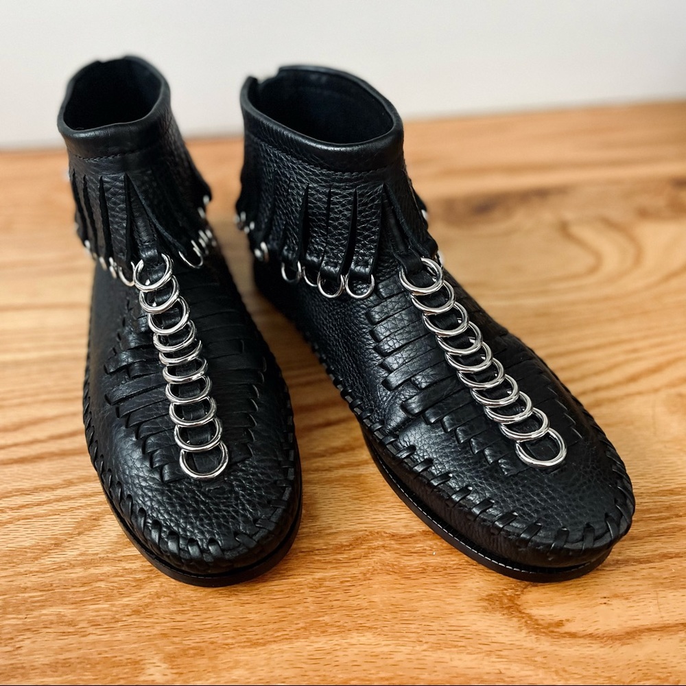 Alexander Wang Fringe Braided Moccasin Boots